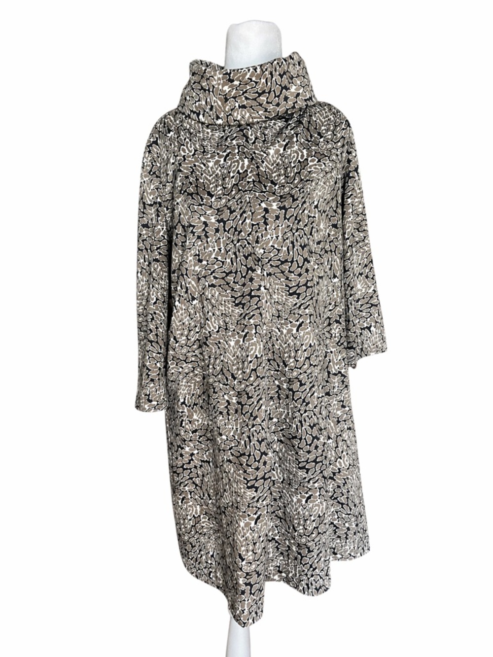 Tyler Boe Small Leopard Print Shift Dress Cowl Neck Pockets Kim Jacquard Tunic